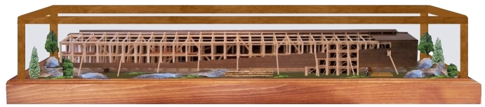 Back of the diorama shows Noah building the Ark